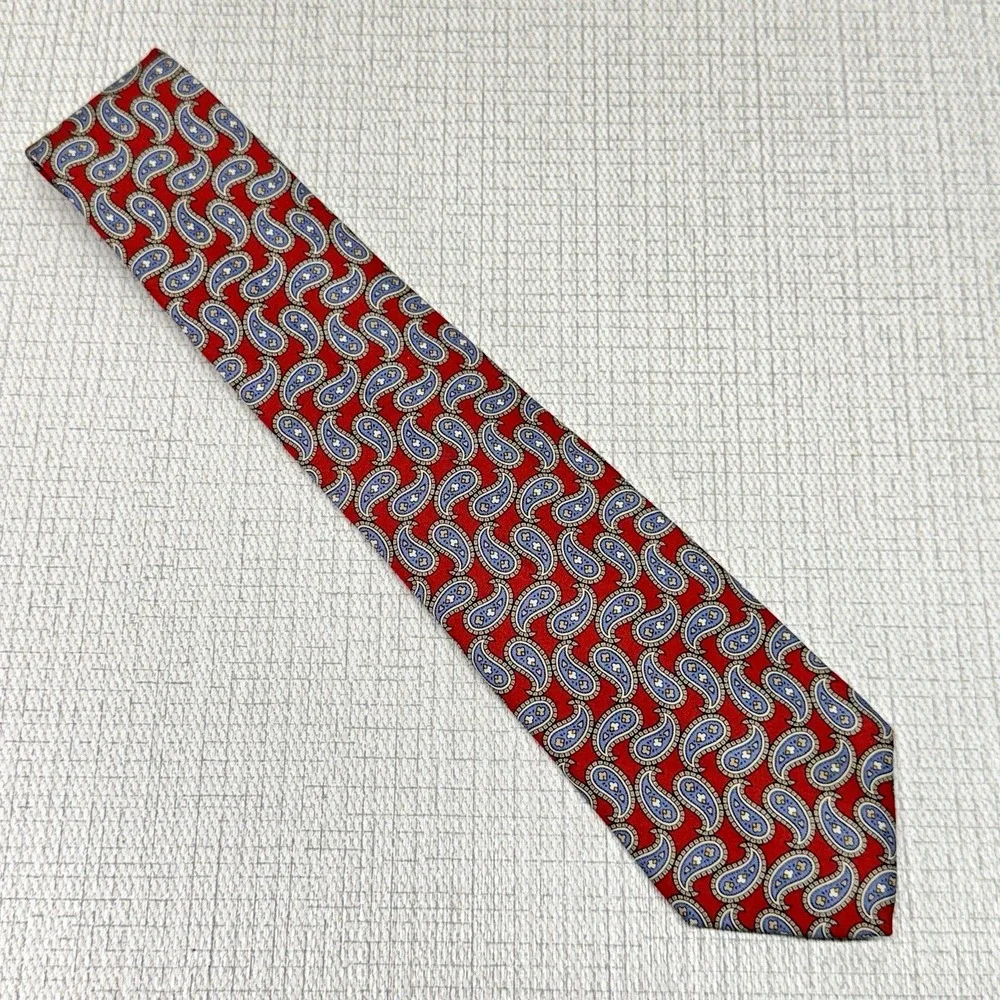 Harve Benard Paisley Silk Tie Mens Red‎ Blue Classic Formal Professional Preppy